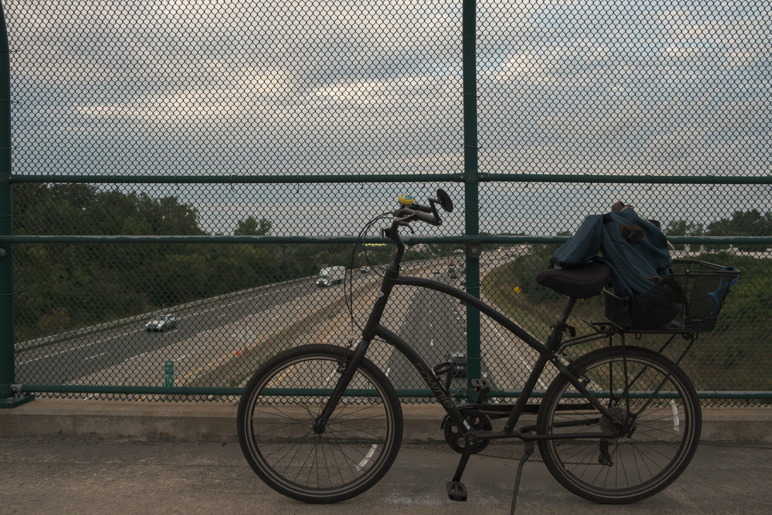 Bike on a highway overpass